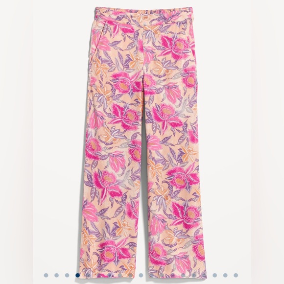 ๐๐ธ Peach Floral Print High-Waisted Playa Soft-Spun Wide-Leg Pants Size M - Picture 6 of 10
